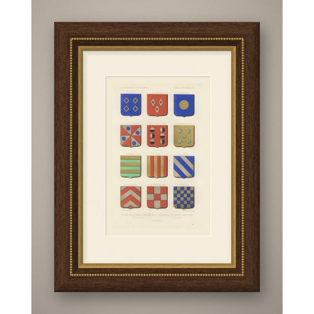 This is an original antique chromolithograph, printed in color with gold and silver, lettered "figures héraldiques de 3eme...