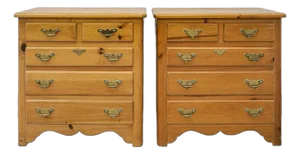 Pair 20th Century Early American Style Pine Bachelors Chests of Drawers