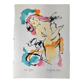 1990 “Dance” Hand-Colored Screen Print by Dutch Artist Nic Jonk - For Sale