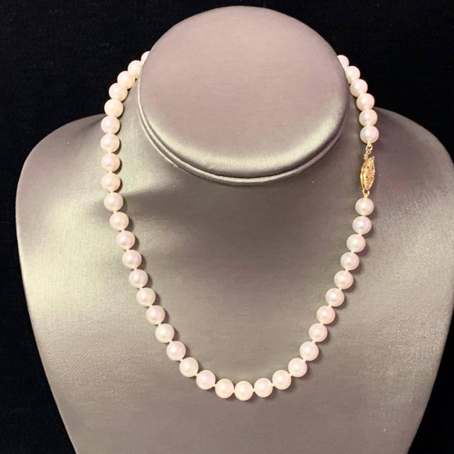 Akoya Pearl Necklace 14k White Gold Certified For Sale - Image 4 of 7