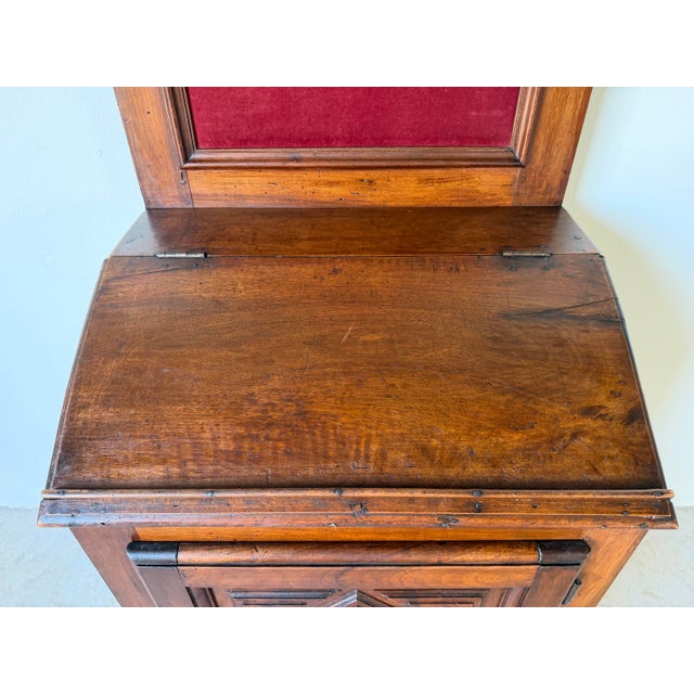 Brown 18th Century French Country Walnut Wood Cabinet With Carved Geometric Details For Sale - Image 8 of 12