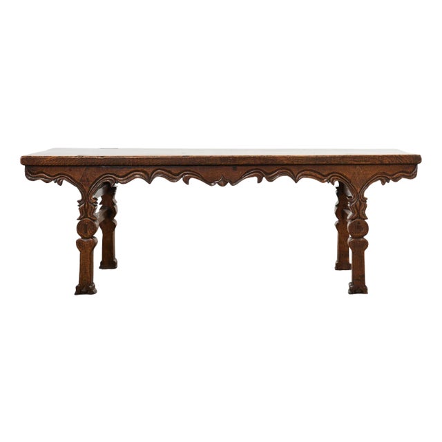 Rustic Anglo-Indian Carved Hardwood Bench Seat For Sale