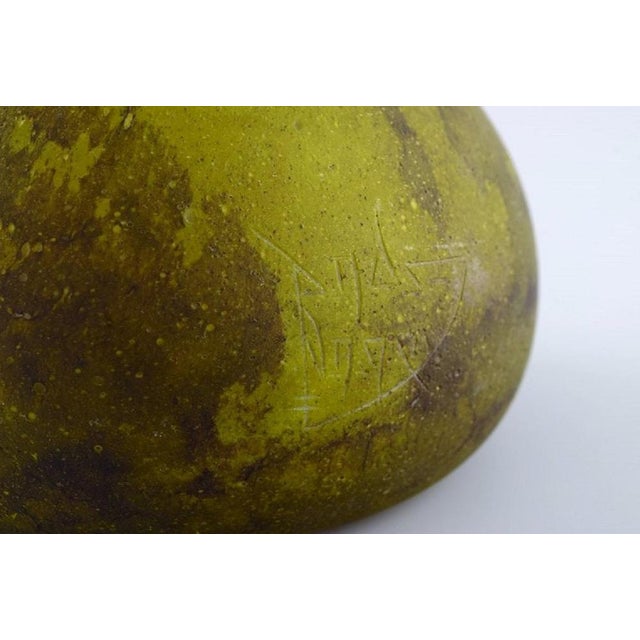 Green Large Art Nouveau Floor Vase in Green Matte Art Glass from Daum Nancy, France, 1930s For Sale - Image 8 of 9