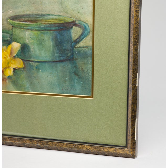 Anna S. Fisher Antique Watercolor Still Life, Yellow Daffodils, Signed For Sale In Portland, OR - Image 6 of 7
