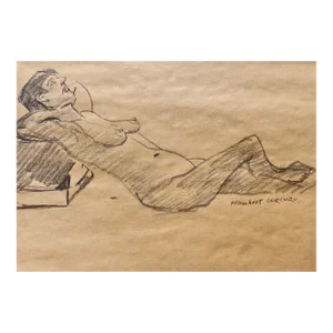 "French Nude" Modern Charcoal Drawing on Paper