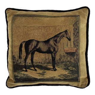 Vintage Equestrian Horse Portrait Pillow For Sale