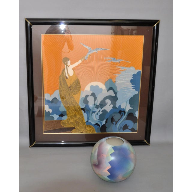 Haeger John Bergen Studio Canada Hand Painted Glazed Round Ceramic Vase Contemporary 80 For Sale - Image 4 of 13