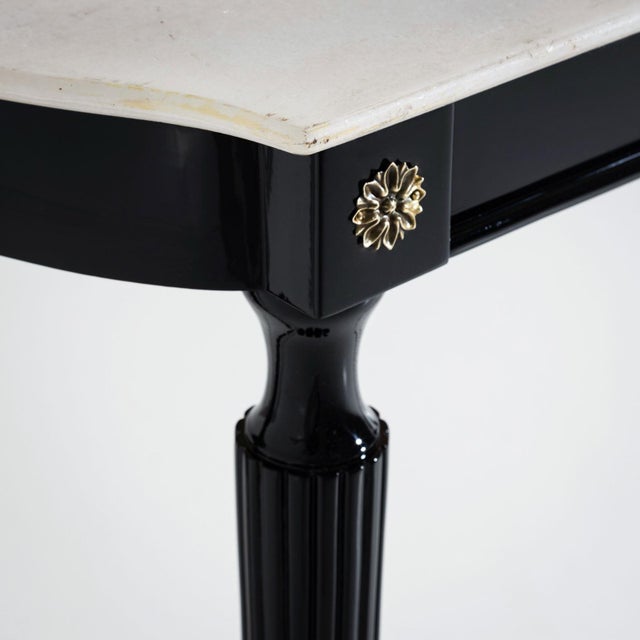 Black Mid-20th Century Black Console Table with White Stone Top, Italy For Sale - Image 8 of 18