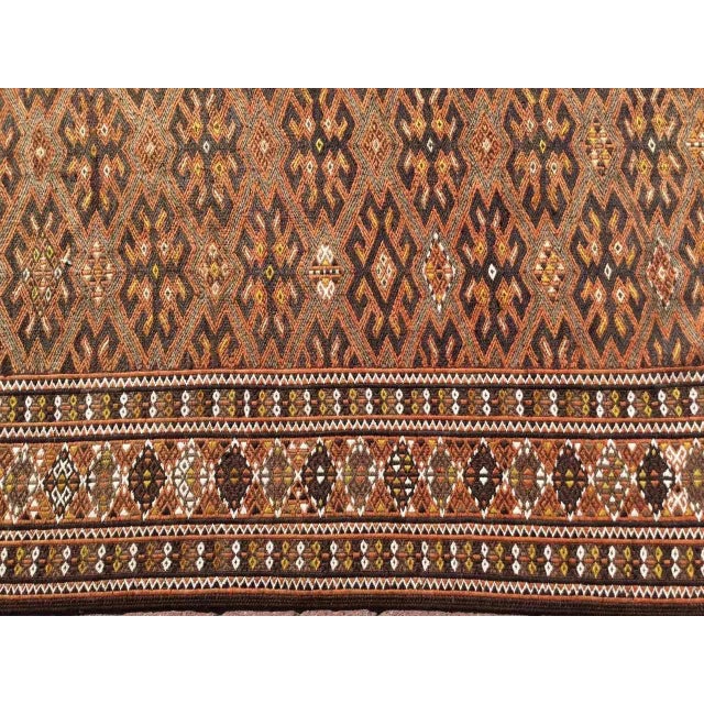 1950s Vintage Brown Soumak Kilim Rug, 142" X 79" For Sale In Raleigh - Image 6 of 11