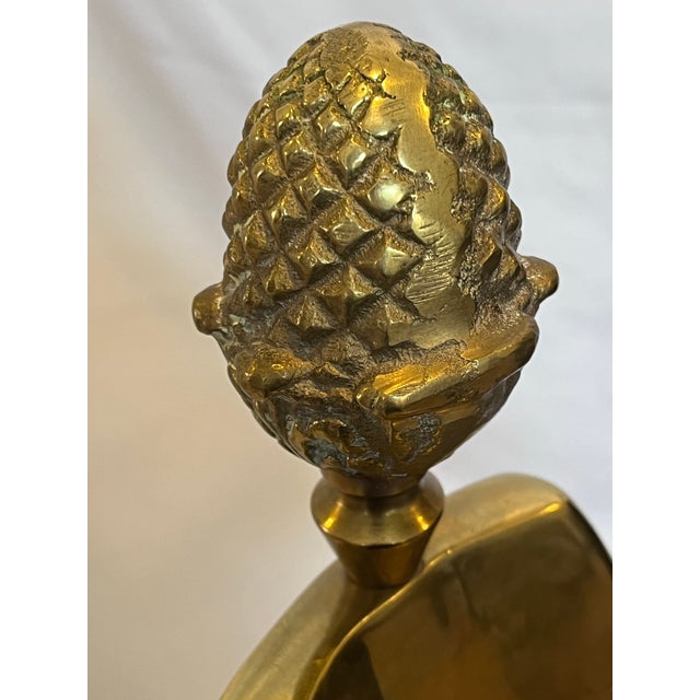 Metal Vintage 48'-65” Italy Brass Valet Stand Hollywood Regency Butler Pineapple For Sale - Image 7 of 12