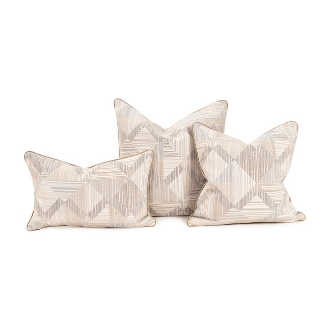 Transitional Prisma Natural 20x20 Down Filled Pillow For Sale - Image 3 of 7