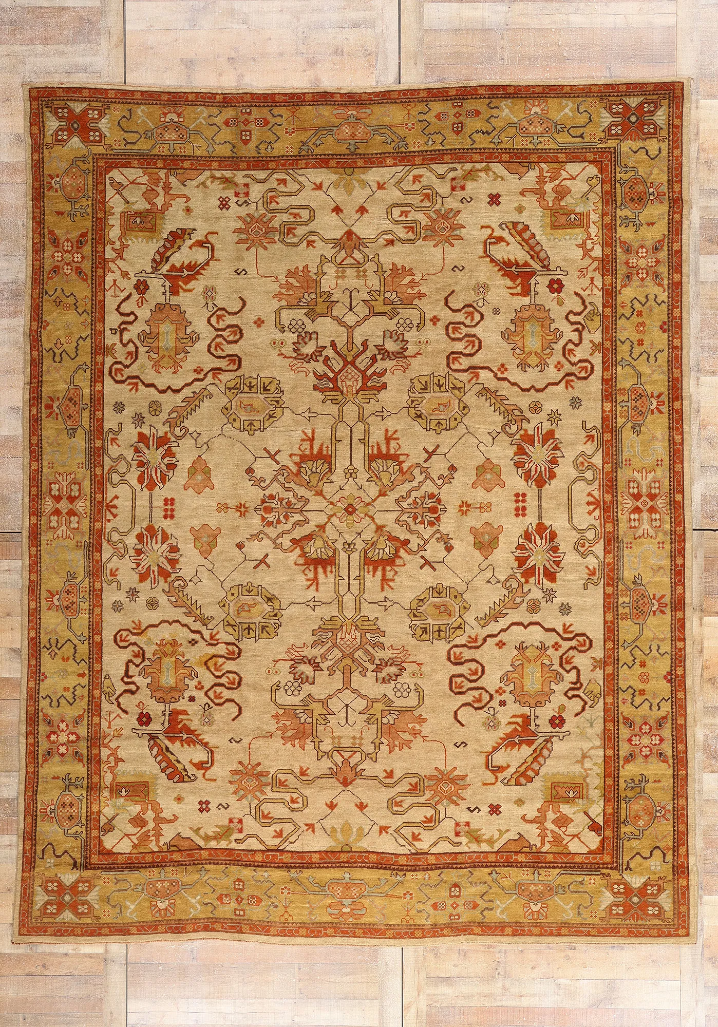 Vintage Modern Turkish Oushak Rug - 10'00 X 12'02 | Chairish