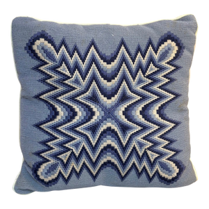 Blue Flamestitch Star Needlepoint Pillow