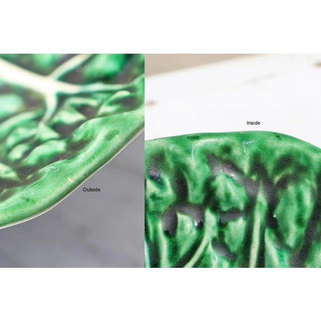 1900s Large Earthenware Bordallo Pinheiro Cabbage Centerpiece, Portuguese For Sale - Image 11 of 12