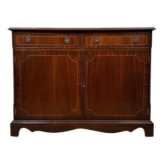 English Inlaid Mahogany Cupboard with Satinwood Stringing For Sale