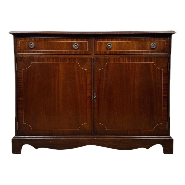 English Inlaid Mahogany Cupboard with Satinwood Stringing For Sale
