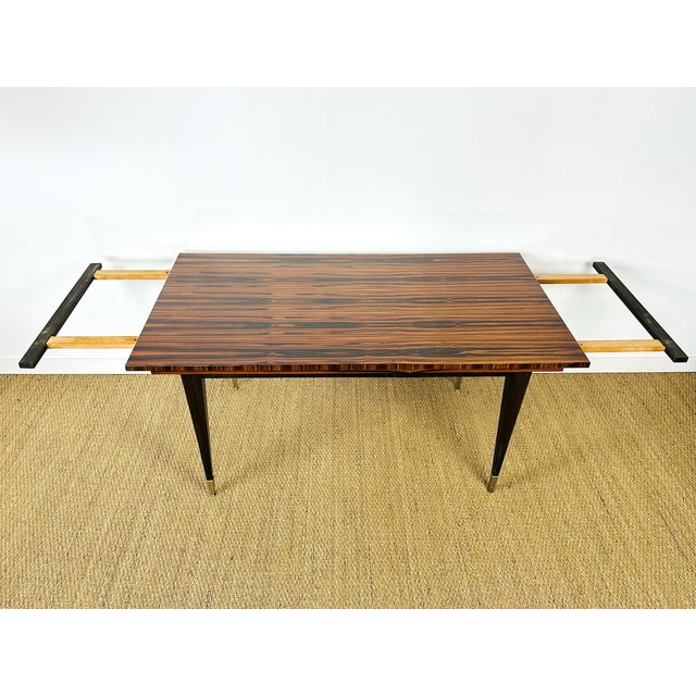 1950s Art Deco Modernist Zebrawood Dining Table, France, 1950s For Sale - Image 5 of 18