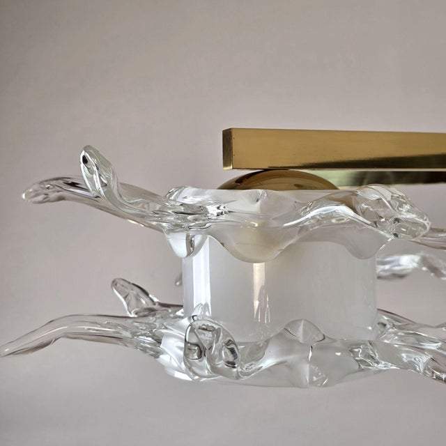 1990s Mid Century Modern Murano Glass and Brass Chandelier For Sale - Image 11 of 15