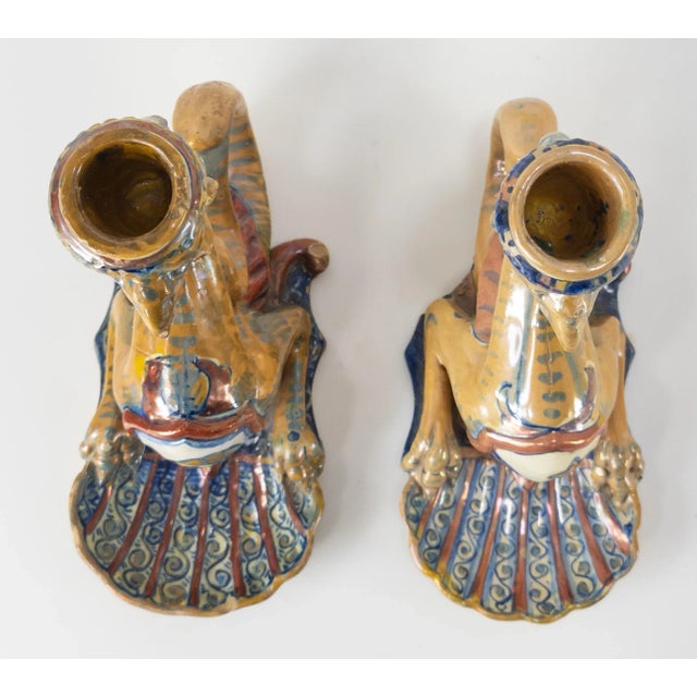 Italian Majolica Faience Renaissance Revival Candlesticks For Sale - Image 9 of 13