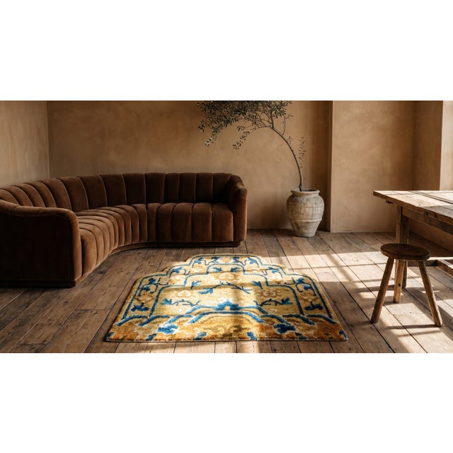 1880s Goldenord Medallion Qing Antique Chinese Ningxia Rug 2'0" X 2'0" Knotted Wool Carpet For Sale - Image 11 of 13