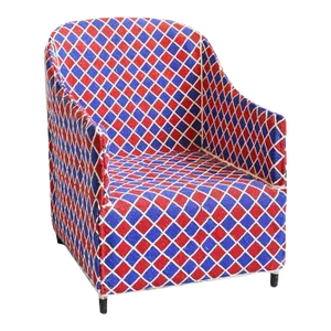 Red & Blue Yoruba Beaded Arm Chair