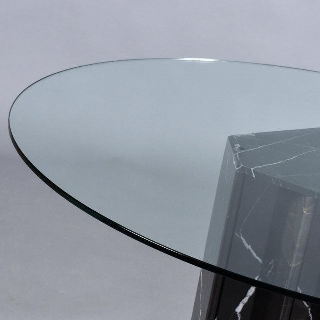 Black Art Deco Black and White Marble Base 4 Seat Dining Set With Round Glass Top For Sale - Image 8 of 18