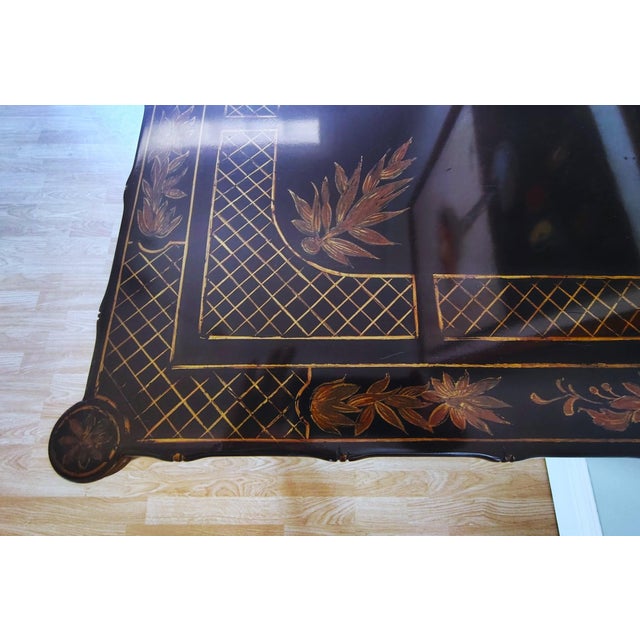 1960s Hollywood Regency Chinoiserie Lacquered Decorated Desk For Sale - Image 13 of 18