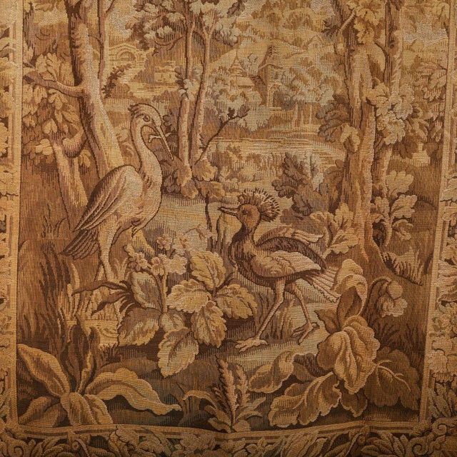 19th Century French Woodland Tapestry with Storks For Sale In Chicago - Image 6 of 11