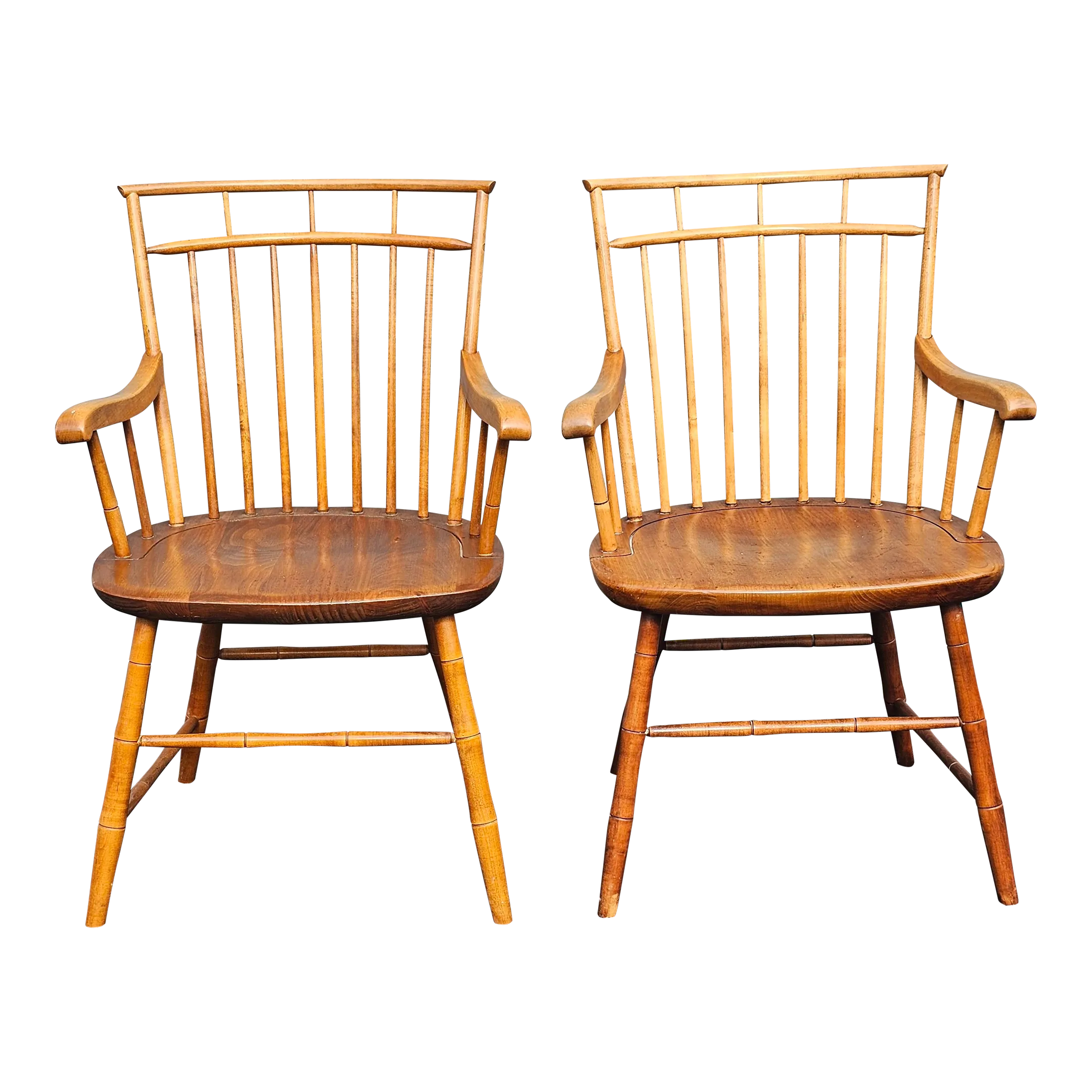 Pair Cohasset Colonials by Hagerty Mid-Century Maple Faux Bamboo