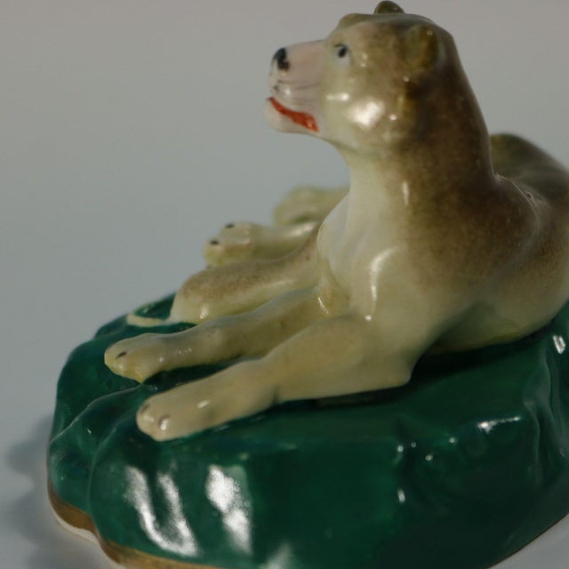 Rare Pair Staffordshire Lion and Lioness Figures For Sale - Image 14 of 15