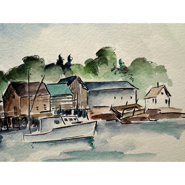 Rustic Henry Emil Salloch Original Watercolor on Paper Stonington, Maine. 1950. For Sale - Image 3 of 6