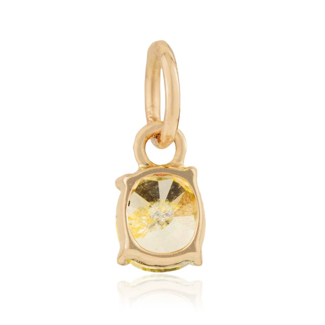 Oval Cut Yellow Diamond Solitaire Charm Pendant in 14k Yellow Gold For Sale - Image 9 of 14