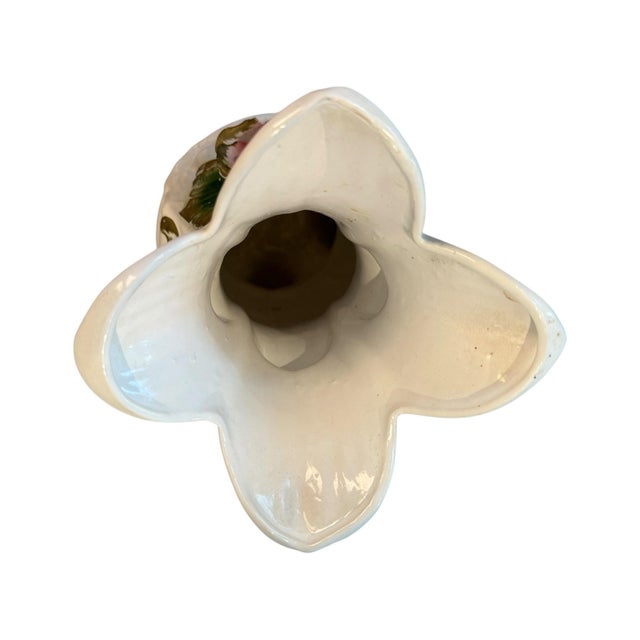 Late 20th Century Vintage Capodimonte Trumpet Vase, Made in Italy, Floral & Gilt Detail For Sale - Image 5 of 5