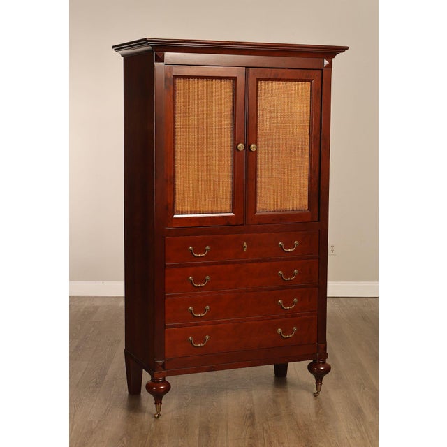 French Grange French Louis Philippe Cherry Cane Door Armoire Cabinet For Sale - Image 3 of 18