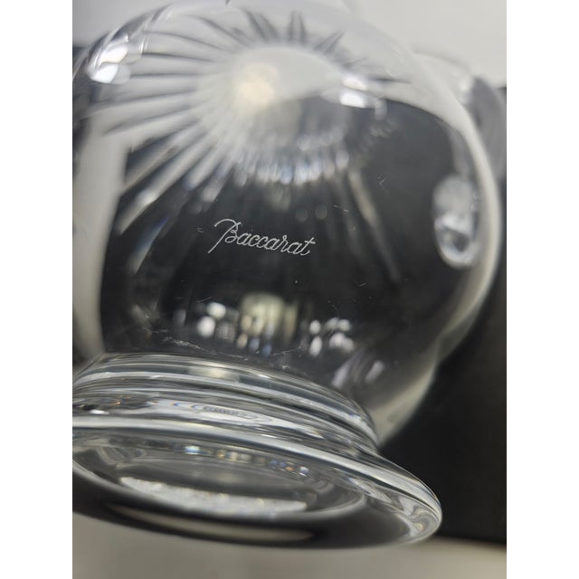 Baccarat crystal barware / tableware serving pitcher with side handle & exterior cut crystal design details. The pitcher...