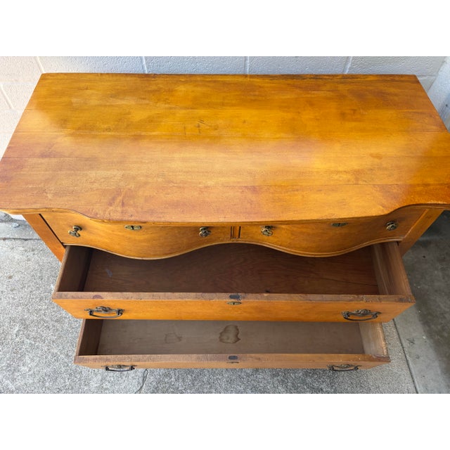 Antique Serpentine Front Dresser / Chest of Drawers on Casters For Sale - Image 10 of 10