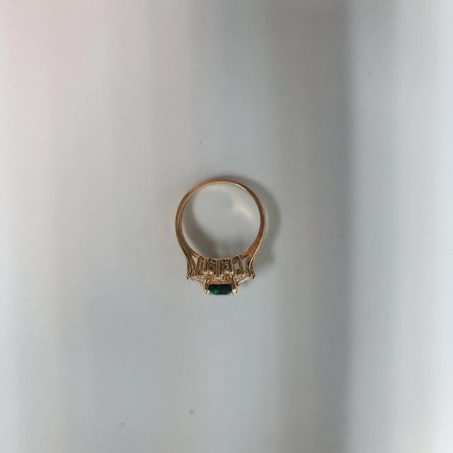 2020s Lab Generated Emerald with Diamond Halo Engagement Ring, Size 8 For Sale - Image 5 of 5