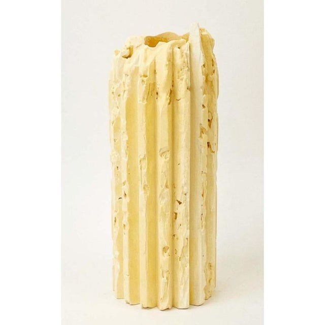 Rib 16x thin pale orange cornice vessel by lenny stopp dimensions: d 12 x h 30 cm materials: alpha crystalline gypsum...