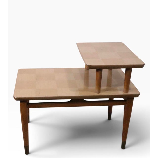 Pr. Mid Century Step End Tables With Marquetry For Sale - Image 4 of 9