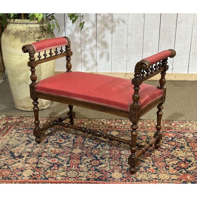 Breton Piano Stool in Walnut, 1930s For Sale - Image 5 of 8