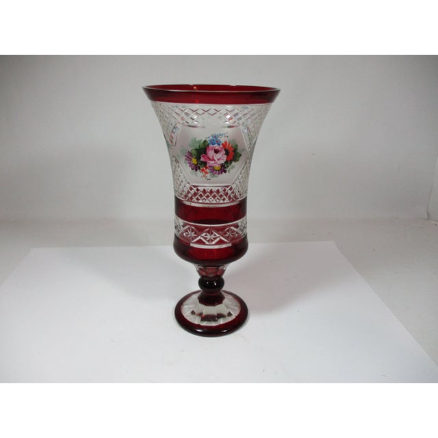 Glass 1960s Bohemian Art Glass Pedestal Vase For Sale - Image 7 of 11