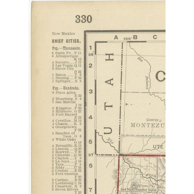 Antique Map of New Mexico Territory, Before Statehood from Rand McNally, 1899 For Sale - Image 6 of 12