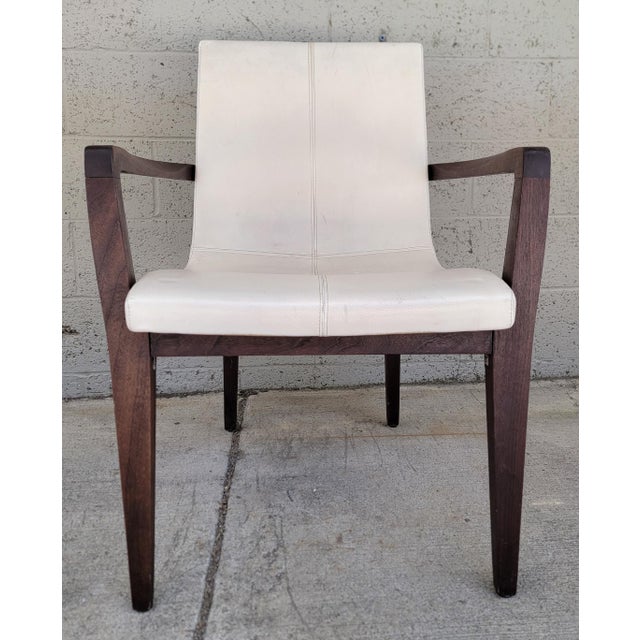 Late 20th Century Authentic Holly Hunt "Studio H" Leather Scoop Dining Arm Chairs Set 10 For Sale - Image 5 of 18