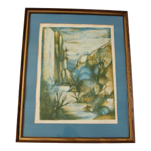 Vitali Orfeo Surrealist Style Landscape Lithograph