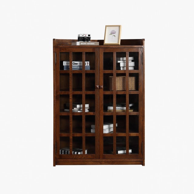 2020s Mission Oak Corner Bookcase / Cabinet - Walnut For Sale - Image 5 of 8