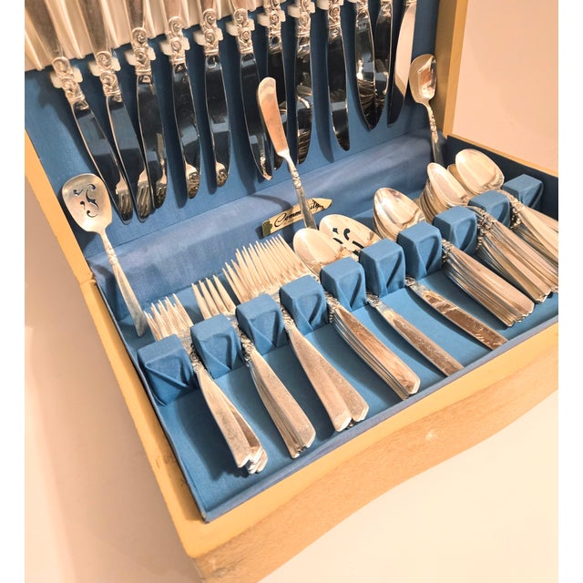 Complete 12 Places Settings Plus Extras South Seas Art Nouveau Silverplate Flatware - Set of 73 For Sale - Image 13 of 16