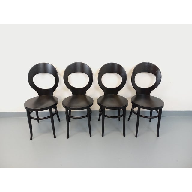 Vintage Mouette Chairs in Black Wood from Baumann, 1960s, Set of 4 For Sale - Image 6 of 18