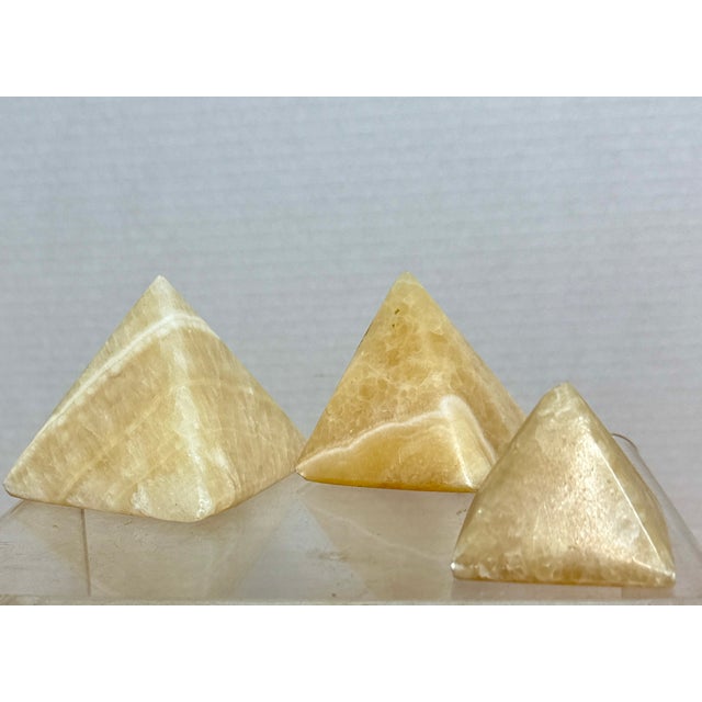 Abstract Expressionism 1980s Orange Calcite Pyramids: Natural Abundance Stones Set of 3 For Sale - Image 3 of 8