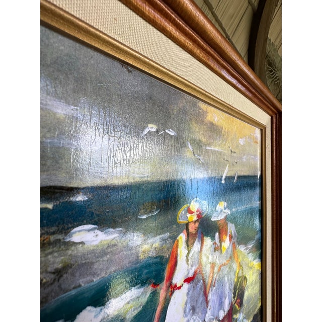 Late 20th Century Impressionist Style Mother, and Daughter on the Beach by Richard Tocci Framed For Sale In Buffalo - Image 6 of 8