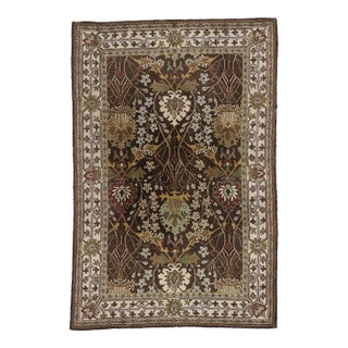 Vintage Indian Hooked Rug, 05'10 X 08'08 For Sale
